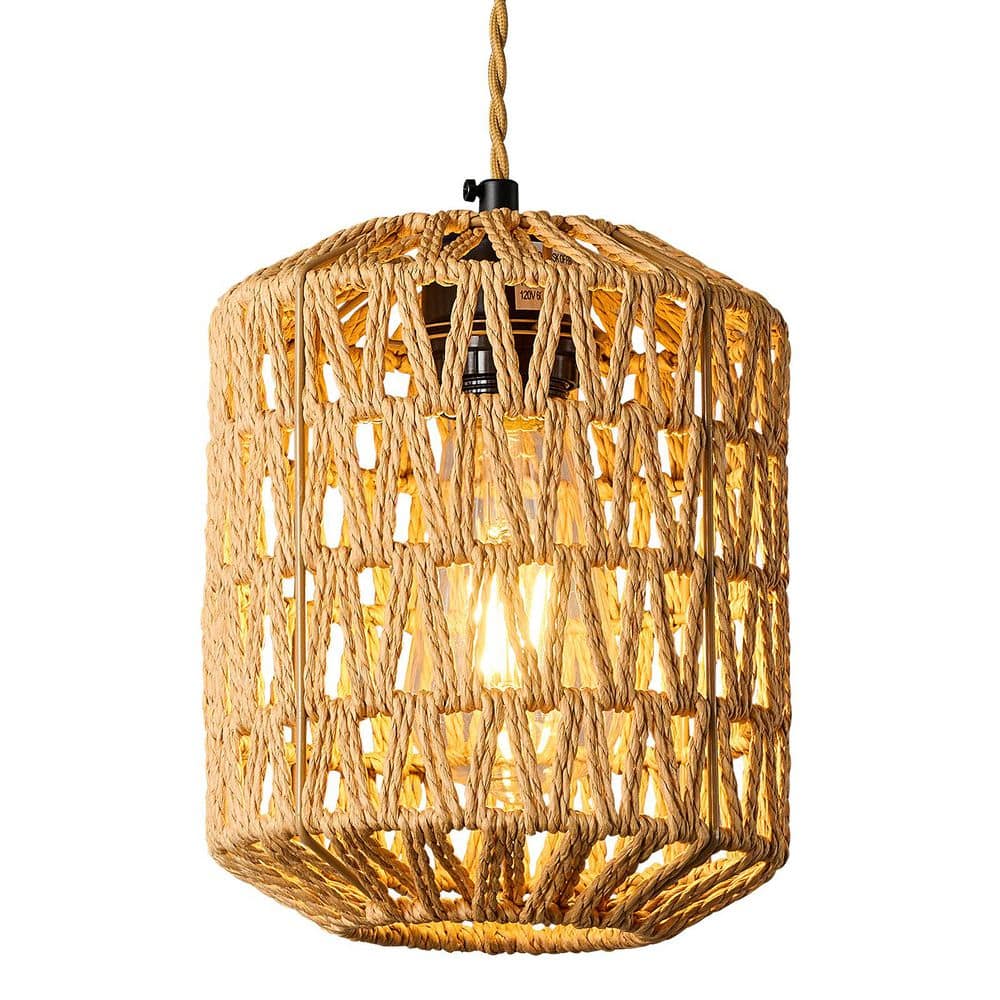 Home Lighting 60-Watt 1-Light Brown 3-Pack Woven Rattan Pendant Light Boho Light for Kitchen Island price history on PriceWatchPro