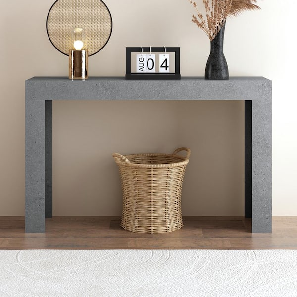 GALANO Hendrix 46.9 in. Concrete Cool Gray Rectangular Wood Console Table
