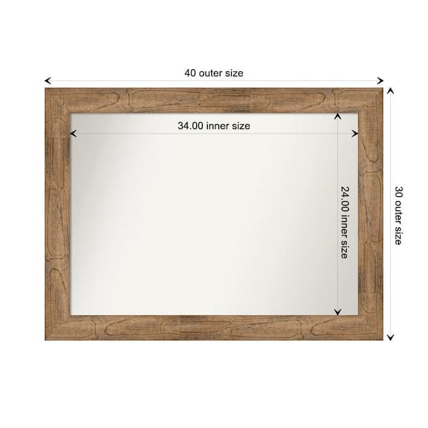 Amanti Art Owl Brown 39.5 in. W. x 29.5 in. Custom Non-Beveled Wood Framed Bathroom Vanity Wall Mirror