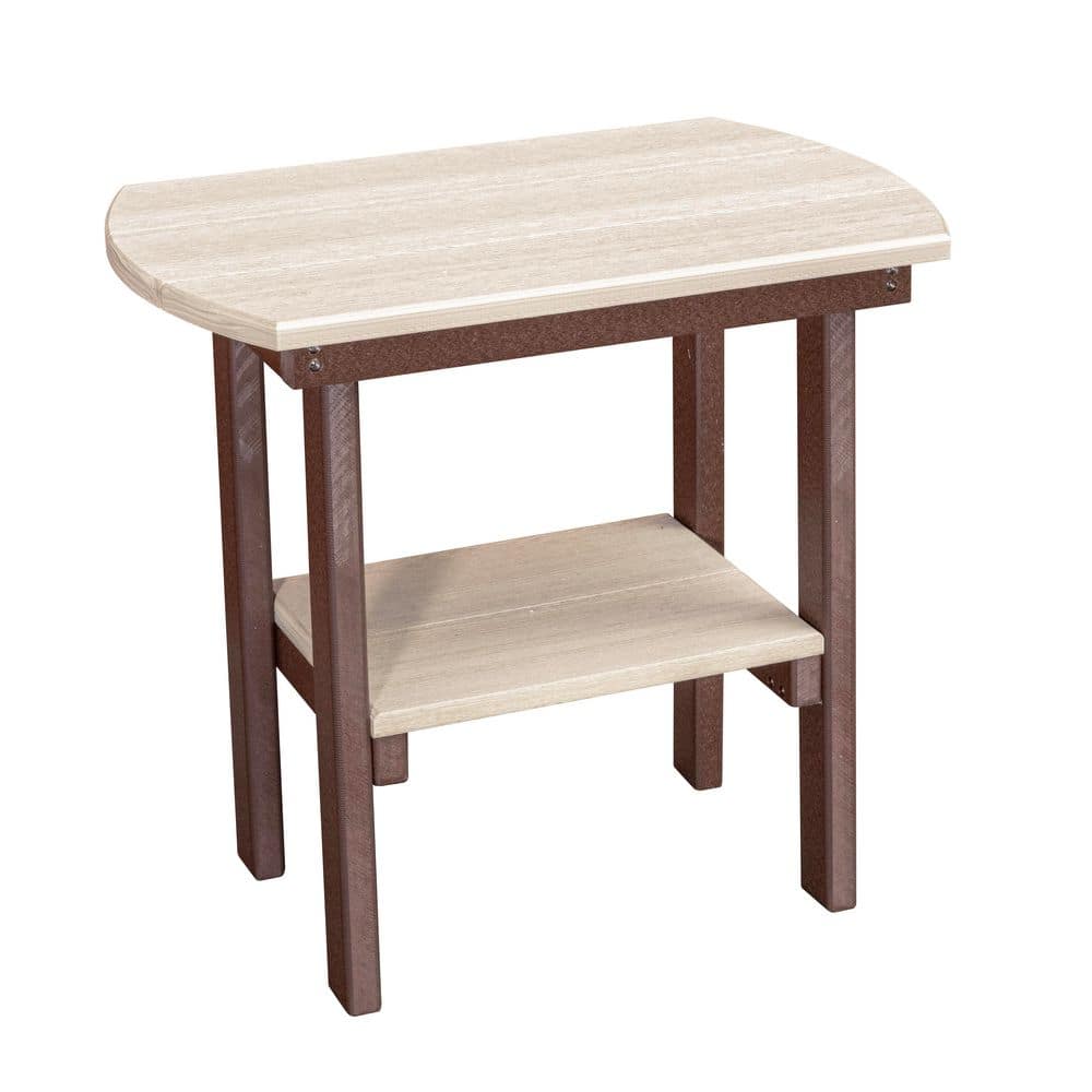 Adirondack Series Brown Rectangular Table High Density Polyethylene Plastic Outdoor Table