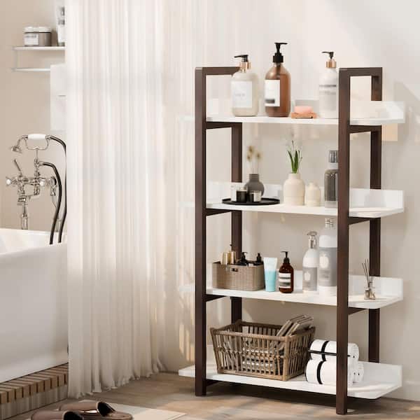 31.4 in. W x 11.8 in. D x 47.2 in. H Brown MDF Freestanding Linen Cabinet