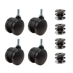 2 in. Black Furniture Swivel Caster with 440 lbs. Load Rating for 1-1/4 in. Round, 16 up to 18 gauge tubing (4-Pack)