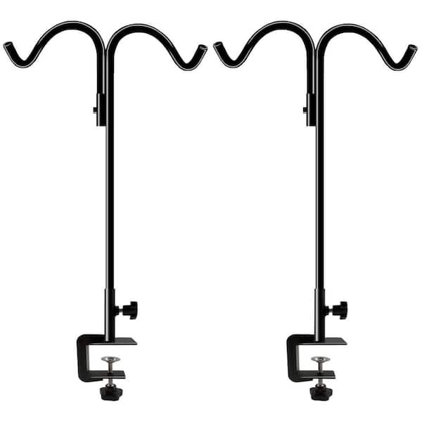 FAWEY TRED INC 40 in. Metal Adjustable Double Shepard's Hooks for Outdoor with 2 in. Strengthened Clamp (2-Pack)