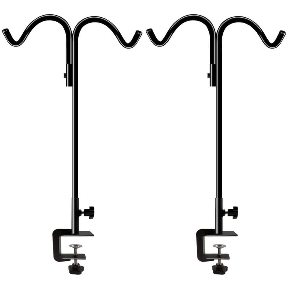 40 in. Metal Adjustable Double Shepards Hooks for Outdoor with 2 in. Stren