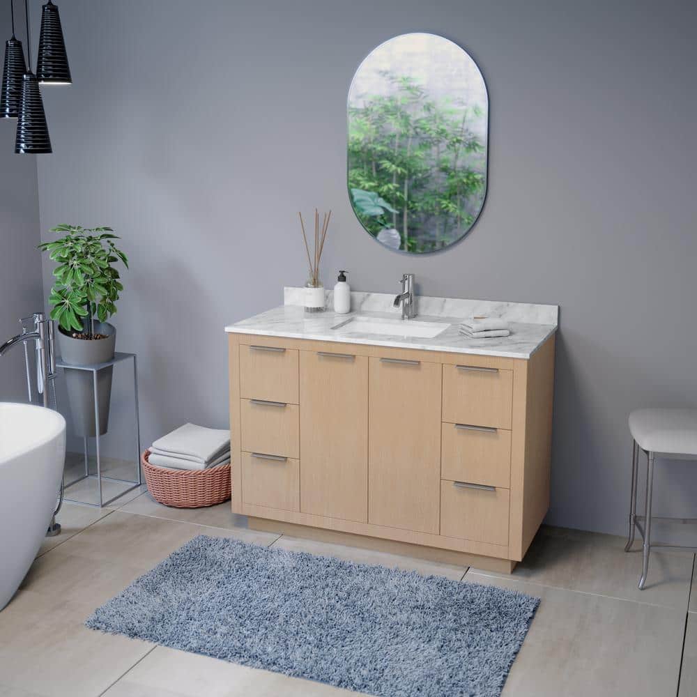 Nuova 24 in. W x 36 in. H Small Oval Aluminum Framed Wall Bathroom Vanity M