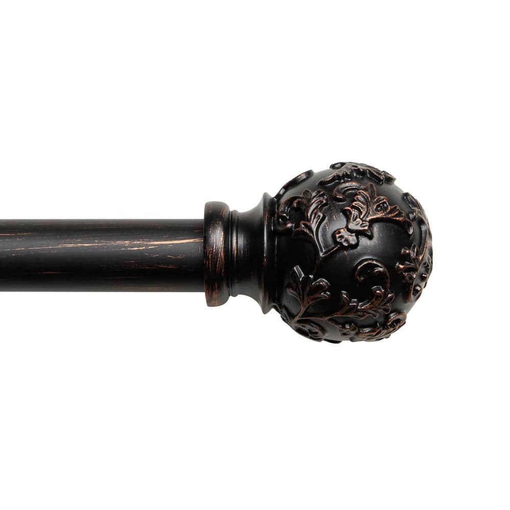 EXCLUSIVE HOME Vine 36 in. - 72 in. Adjustable Length 1 in. Curtain Rod Kit Oil Rubbed Bronze with Finial