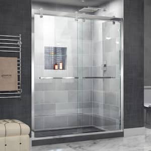 Cavalier 56 in. to 60 in. x 77.375 in. Frameless Bypass Shower Door in Polished Stainless Steel