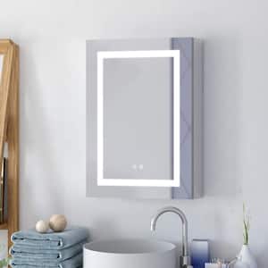 24 in. W x 30 in. H Rectangular Aluminum Medicine Cabinet with Mirror,2 Touch Switches for Color Change,Dimmer,Defogger