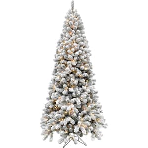 7.5-ft. Pre-Lit Snow Flocked Alaskan Pine Artificial Christmas Tree, Warm White LED Lights