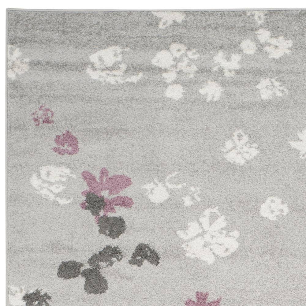 Adirondack Light Grey and Purple Floral 9' x 12' Area Rug