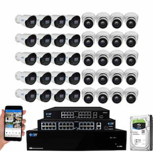 64-Channel 8MP 16TB NVR Smart Security Camera System with 20 Wired Turret and 20 Bullet Cameras 3.6 mm Fixed Lens AI