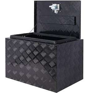 17.7 in. H x 24 in. W x 17.3 in. D Black Aluminum Tool Box, Heavy-Duty Truck Tool Box Cube Storage Bin with Lock Keys