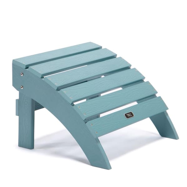GOSHADOW Blue All-Weather and Fade-Resistant Plastic Wood Outdoor Adirondack Ottoman Footstool