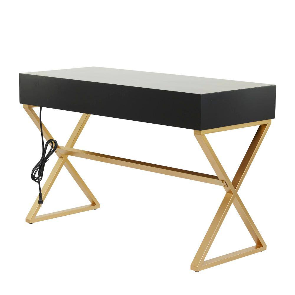47" Black and Iron Modern Desk with Storage