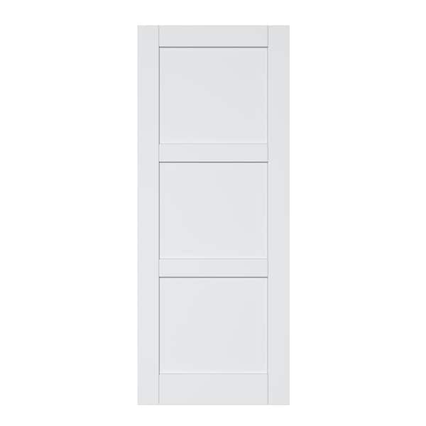 32 in. x 80 in. 3-Lite Paneled Blank Solid Core Composite Manufacture Wood White Primed Interior Door Slab