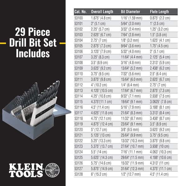 特別価格Klein Tools 53000 Regular-Point Drill-Bit Set, 29-Piece by Klein  Geneva Supply [並行輸入品]並行輸入