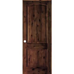 24 in. x 96 in. Knotty Alder 2-Panel Right-Handed Red Mahogany Stain Wood Single Prehung Interior Door