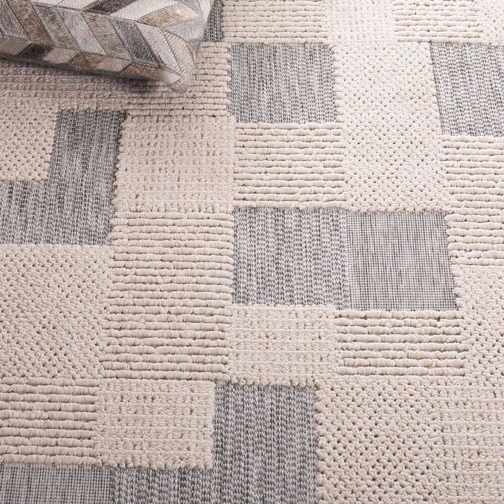Gray Geometric 9' x 12' Synthetic Easy Care Rug