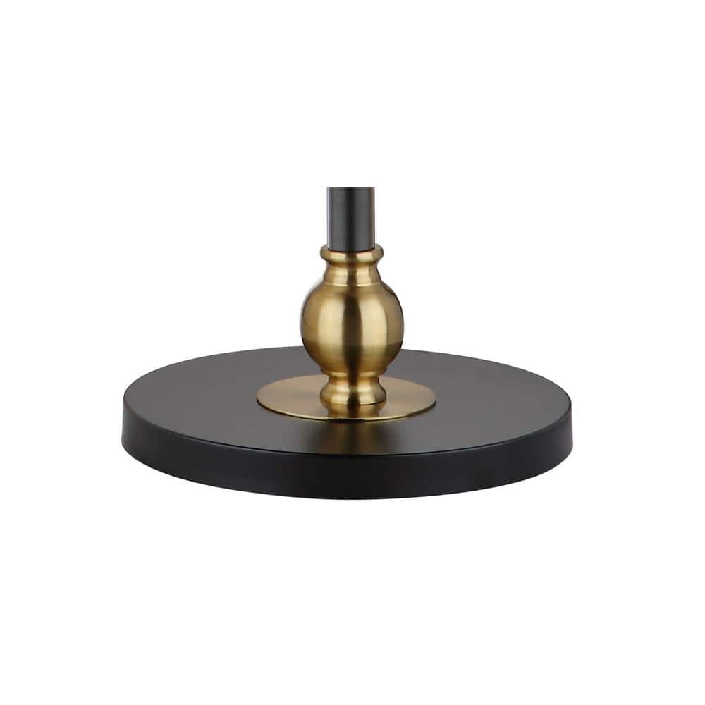 Elegant Arc 61" Black and Gold Metal End Table Floor Lamp with Linen Shade