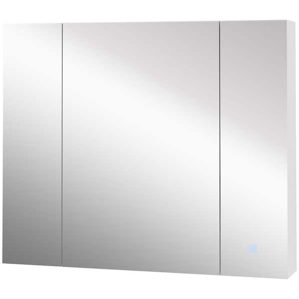 kleankin 35.5 in. x 6 in. x 29.5 in. Silver LED Medicine Cabinet with Dimmer Touch Wall-Mounted Bathroom Vanity Mirror
