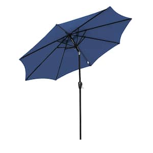 9 ft. Aluminum Market Crank and Tilt Patio Umbrella in Blue