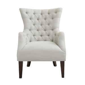 Isa Ivory Wingback Chair with Button Tufted