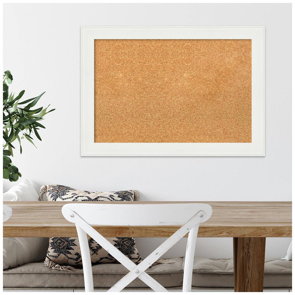 Vanity White Narrow Framed Natural Cork Bulletin Board