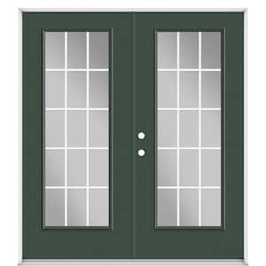 72 in. x 80 in. Conifer Fiberglass Prehung Right-Hand Inswing GBG 15-Lite Clear Glass Patio Door with Vinyl Frame
