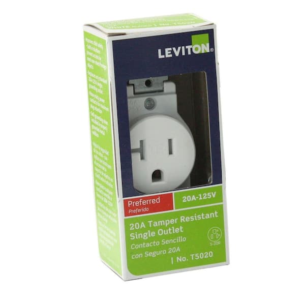Leviton      20 Amp 125-Volt Commercial Grade Tamper-Resistant Single Outlet, White