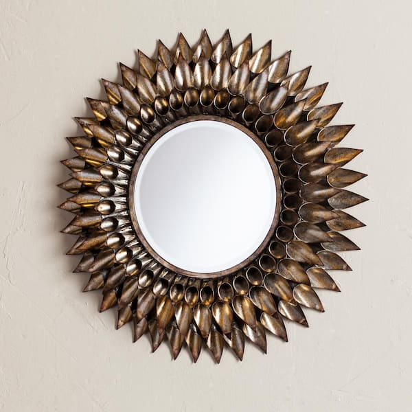 Southern Enterprises Medium Round Galvanized Weathered Silver Gothic Mirror (24.5 in. H x 24.5 in. W)