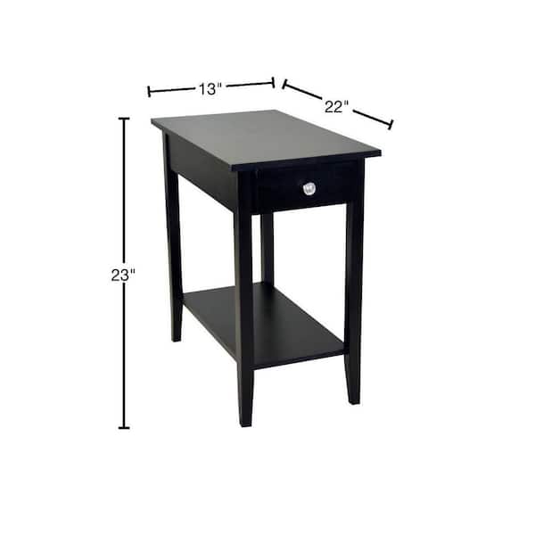12 in. Square Black 27 in. Tall Square Wood End Table with Drawer and Shelf  VTTFT0099BK - The Home Depot