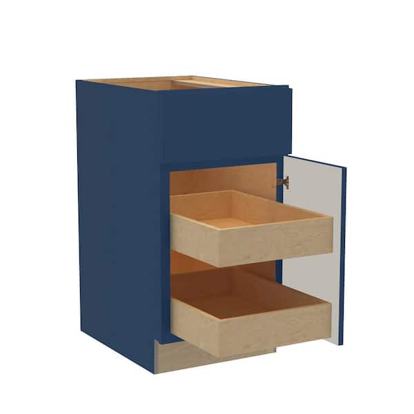 Home Decorators Collection Hargrove 18 in. W x 24 in. D x 34.5 in. H Assembled Plywood Base Kitchen Cabinet in Vessel Blue with 2ROT Soft Close RH