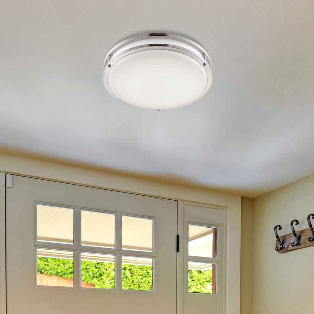 16" Brushed Nickel LED Round Flush Mount Light
