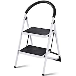 2- step 8 ft. Reach Folding Iron Frame Step Stool with Anti-Slip Pedals