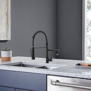 CommercialSingle Handle Pull Down Sprayer Kitchen Faucet with Pot Filler and LED Light in Oil Rubbed Bronze