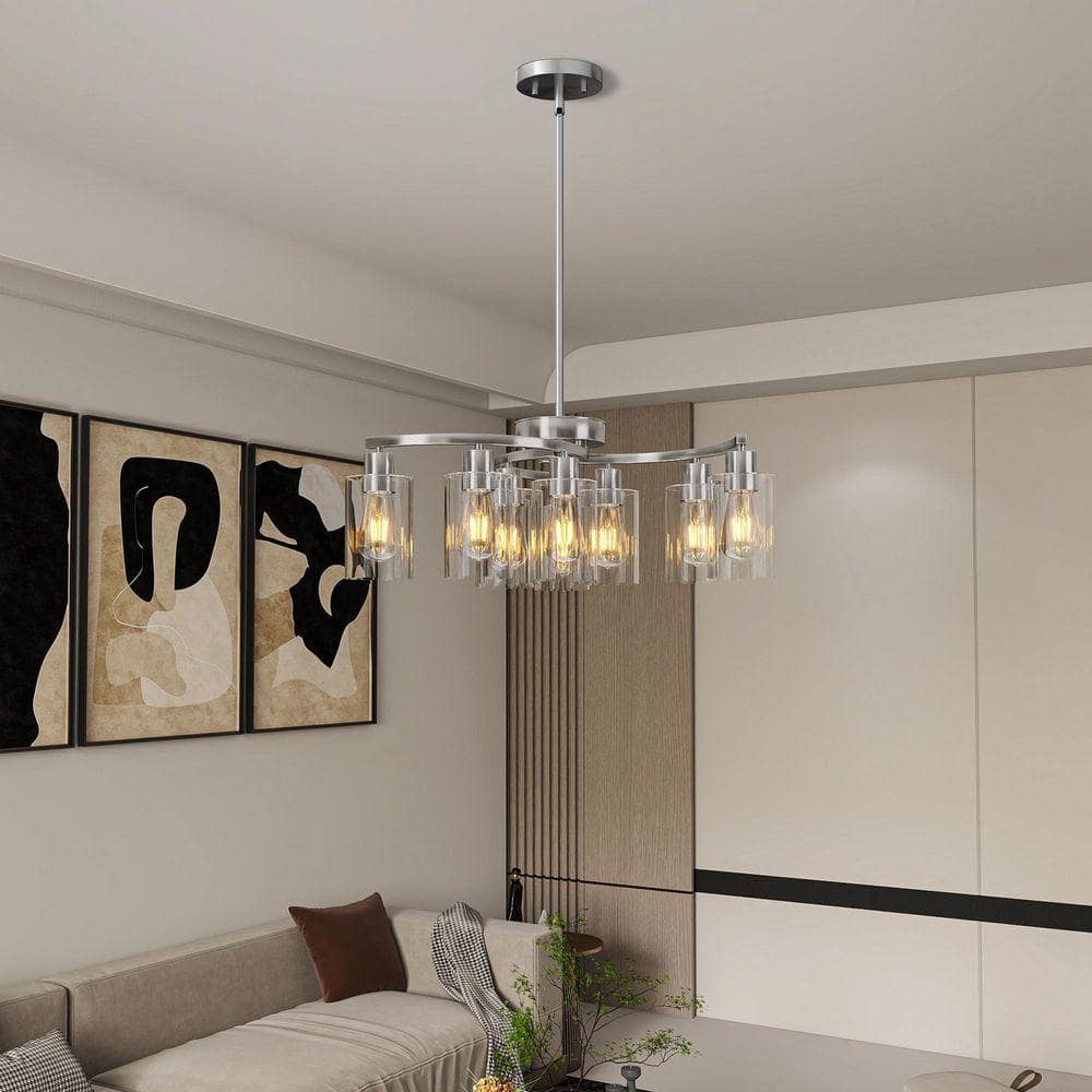 Sunpez 9-Light Chrome Chandelier Light Fixture with Clear Glass