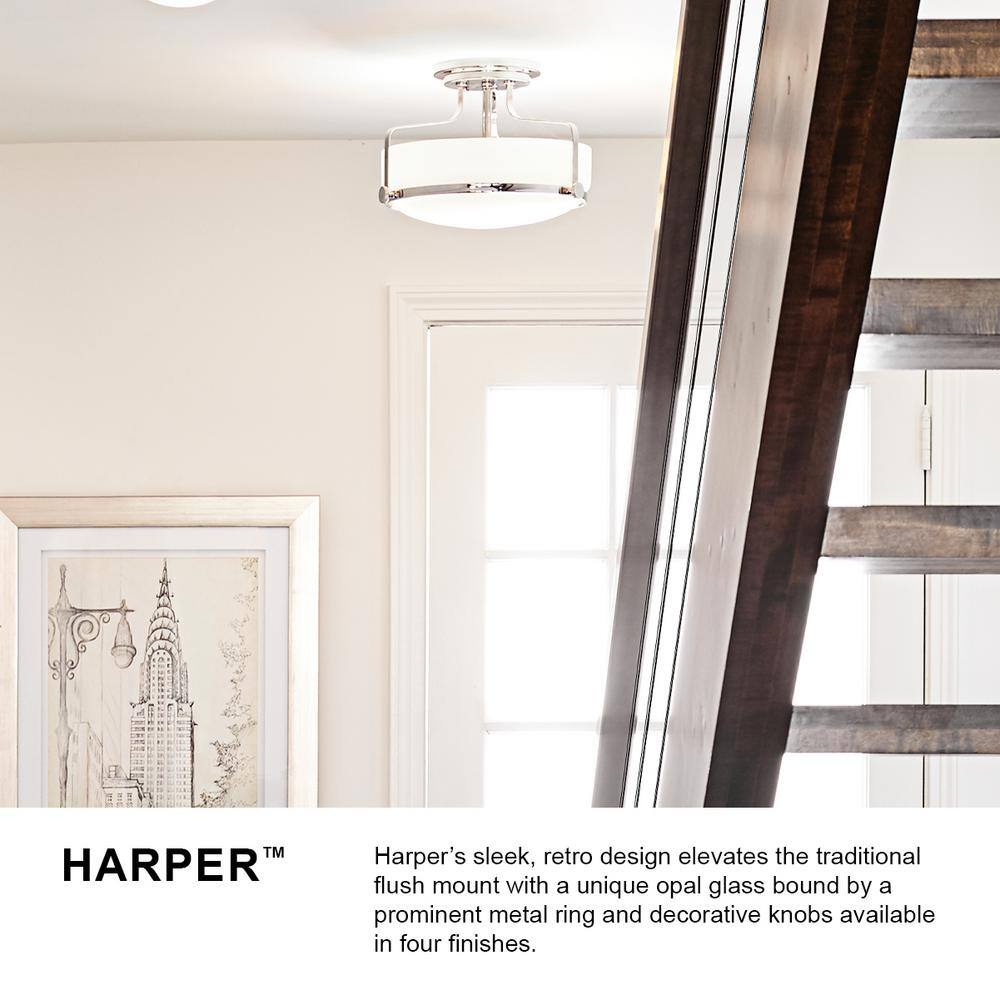 Harper Transitional Clear Seedy Glass 3-Light Ceiling Fixture in Oil Rubbed Bronze