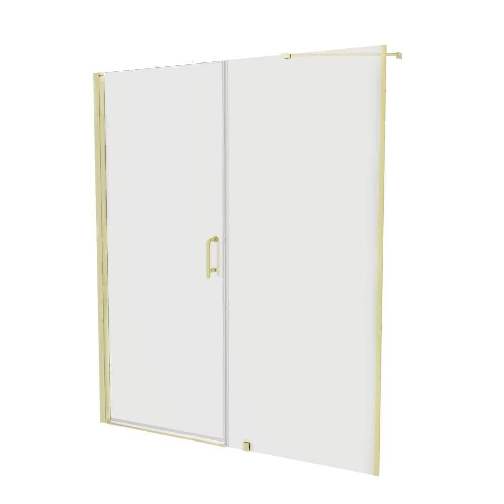 Xspracer Hoven 60 in. W x 72 in. H Pivot Frameless Shower Door in Gold Finish with Clear Glass