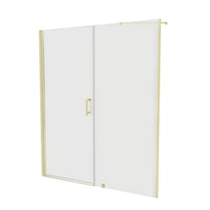 Hoven 60 in. W x 72 in. H Pivot Frameless Shower Door in Gold Finish with Clear Glass