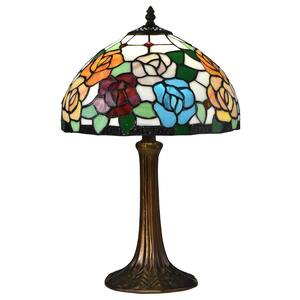 19.5 East Cape Antique Bronze Table Lamp with Tiffany Art Glass Shade