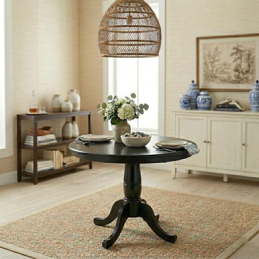 Dining Essentials Black Solid Wood Dining Table