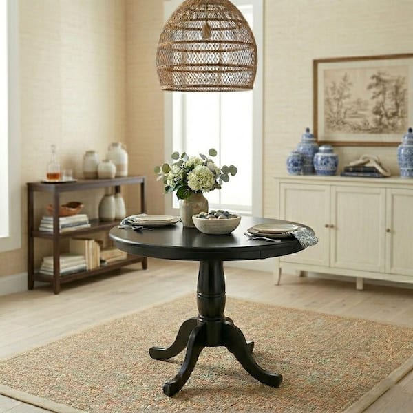 Dining Essentials Black Solid Wood Dining Table