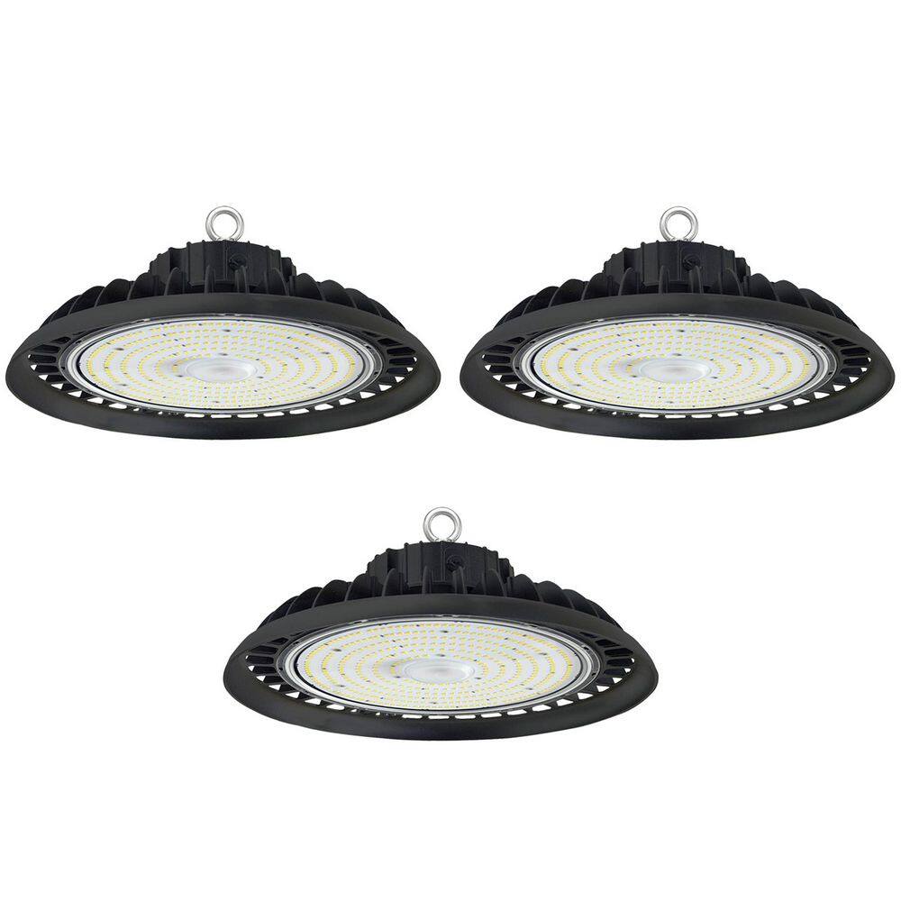 11 in. 600-Watt Equivalent Integrated LED Dimmable Black High Bay Light 5000K UFO High Bay LED Light for Workshop 3-Pack price history on PriceWatchPro