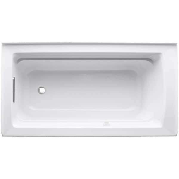 Archer 5 ft. Left-Drain Rectangular Alcove Whirlpool Bathtub in Biscuit