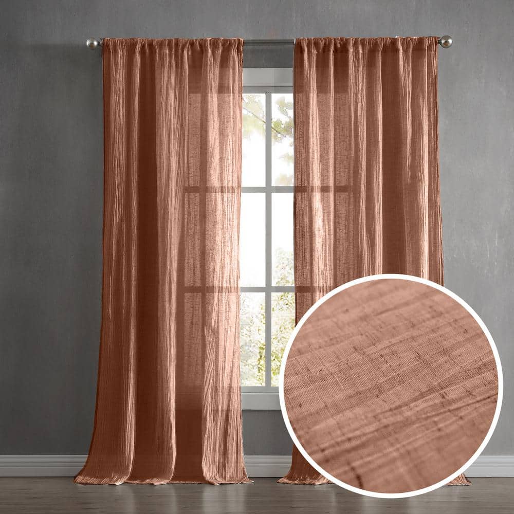 Dusty Pink Light-Filtering Linen-Blend Rod Pocket Curtains