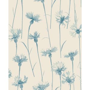 Dalia Blue Cornflower Wallpaper Sample