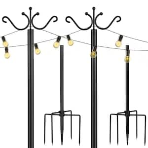 Holiday Styling Outdoor Metal String Light Pole With Hooks : Target