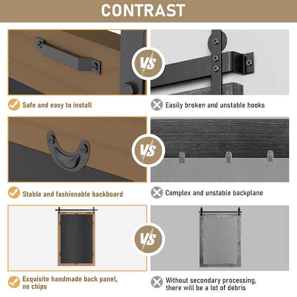 18 in. W x 26 in. H Medium Rectangle Mirror Wood Framed Wall Mirror Bathroom Mirror Vanity Mirror Accent Mirror in Brown