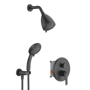 9-Spray Patterns with 4 in. Tub Wall Mount Dual Shower Heads With 1.8 GPM in Black(Valve Included)