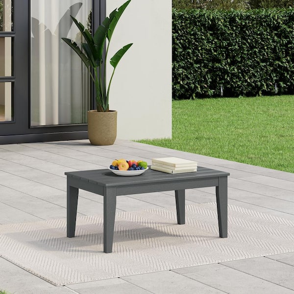 Laguna Outdoor Patio Weather Resistant Poly Plastic Rectangle Coffee Table in Gray